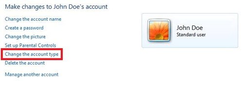 Change Account Type